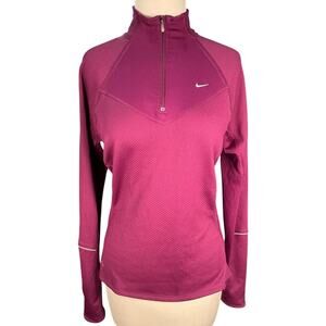 Nike Dri-Fit Women Medium Plum 3/4 Zip Running Pullover High Neck Active Workout